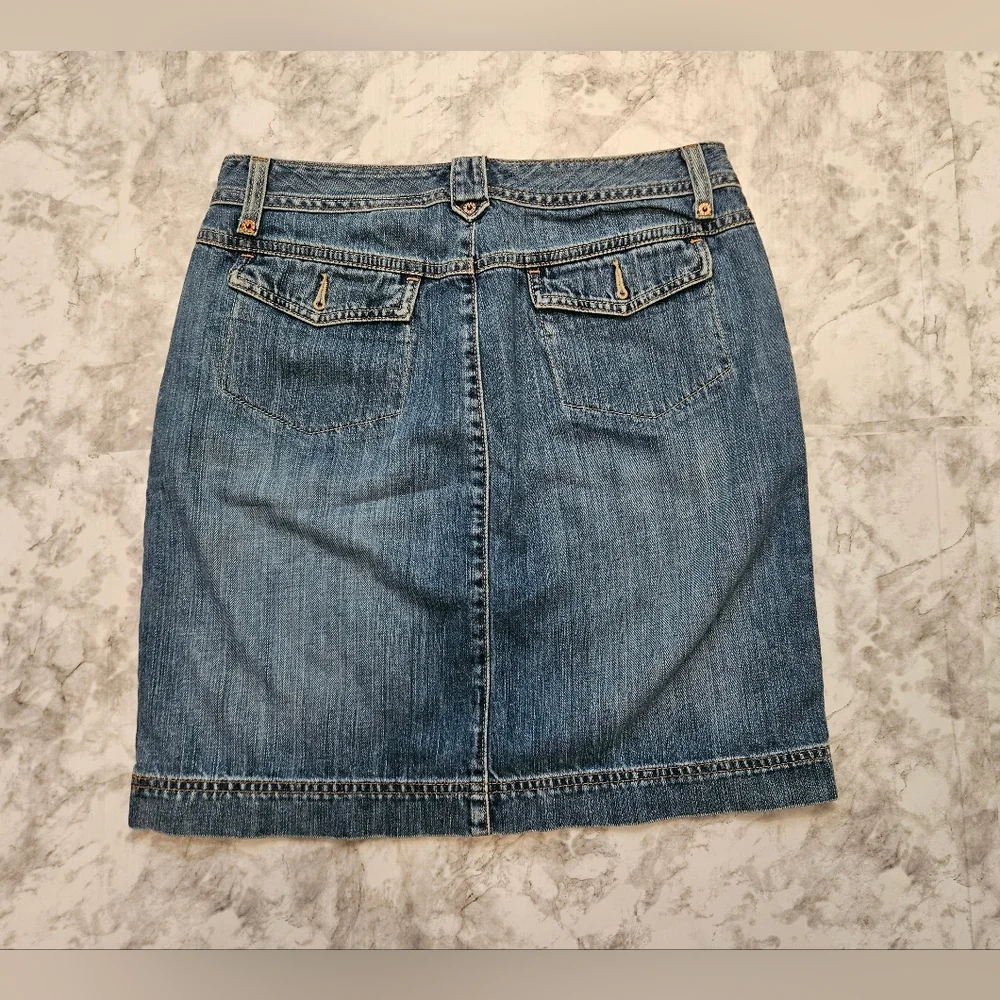 EDDIE BAUER Y2K 100% Cotton Vintage Above The  Knee Length Denim Jean Skirt! - Picture 5 of 8